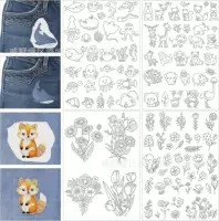 Самоклеящиеся embroidery водорастворимые наклейки водорастворимая ткань handmade diy животные и цветочные узоры нетканая ткань В4 вышивание швейное