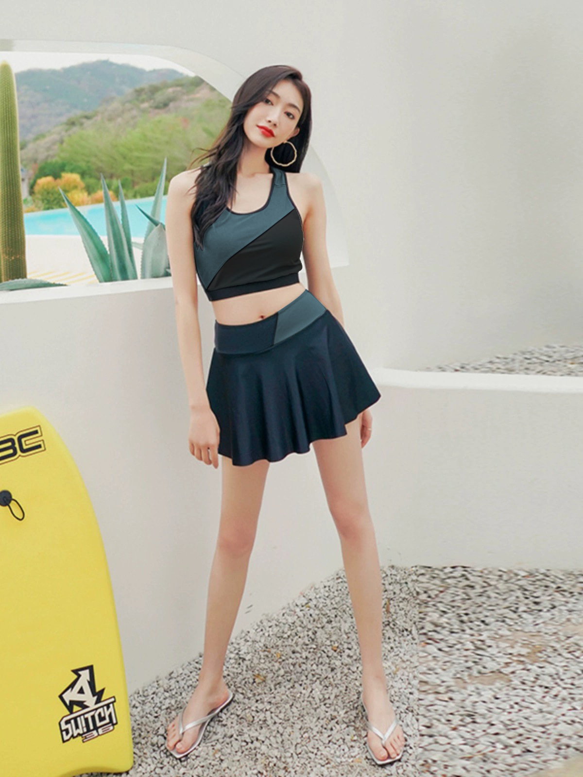 Traje de baño de dos piezas de las mujeres de aguas termales puro deseo estilo de dos piezas conjunto popular boxeador conservador 2024 nuevo traje de baño