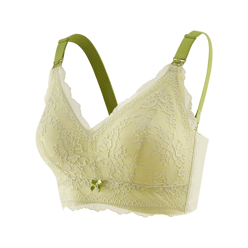 Lace wireless bra for breastfeeding, supporting push up bra for pregnant, underwear, front lock