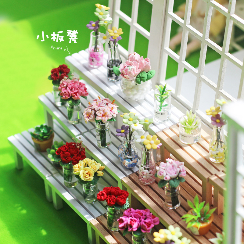Doll House Miniature Model Wooden Furniture Blank Stool Decoration Furniture ob11 Doll Mini Bench M156