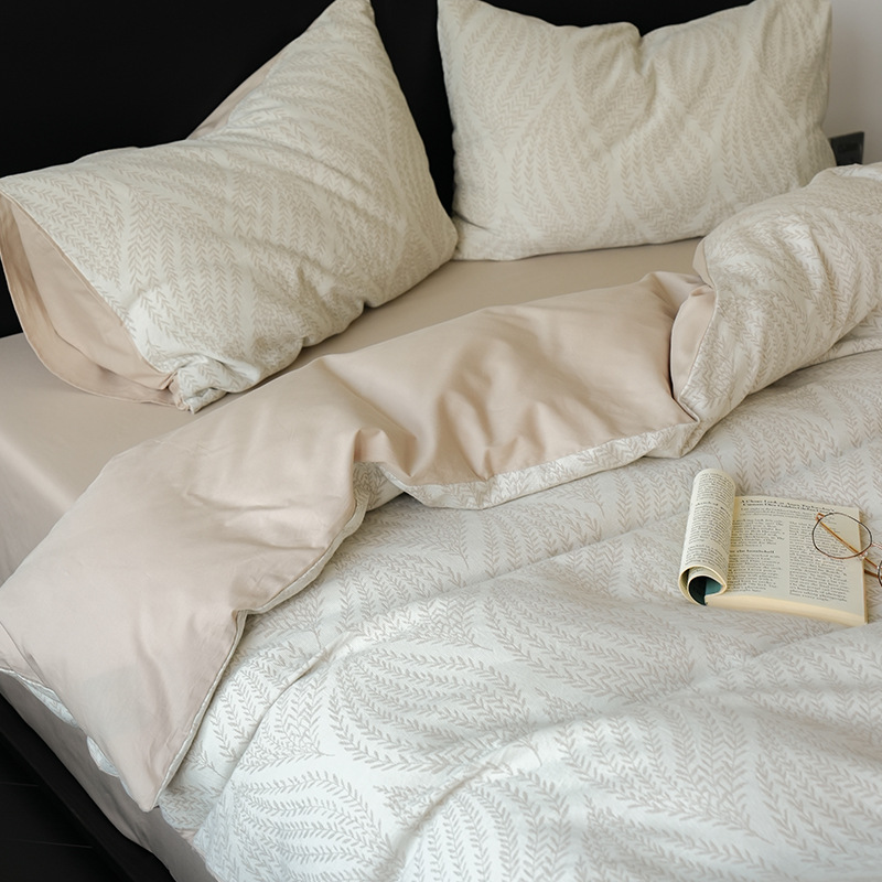 Jacquard de lujo ligero de tres capas de hilo de algodón cama de cuatro piezas de algodón de alta calidad sábanas de cama de tres piezas de cama