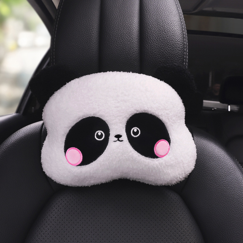 Almohada de reposacabezas para coche, cuello y asiento universal, estilo panda, dibujos animados, cuatro estaciones