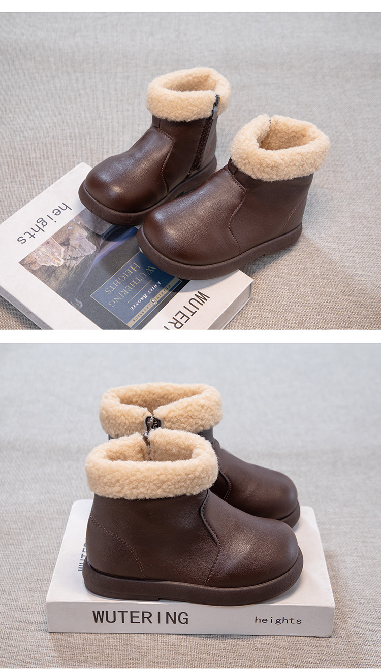 Botas de inverno para menina com forro de lã impermeáveis_voghion.com