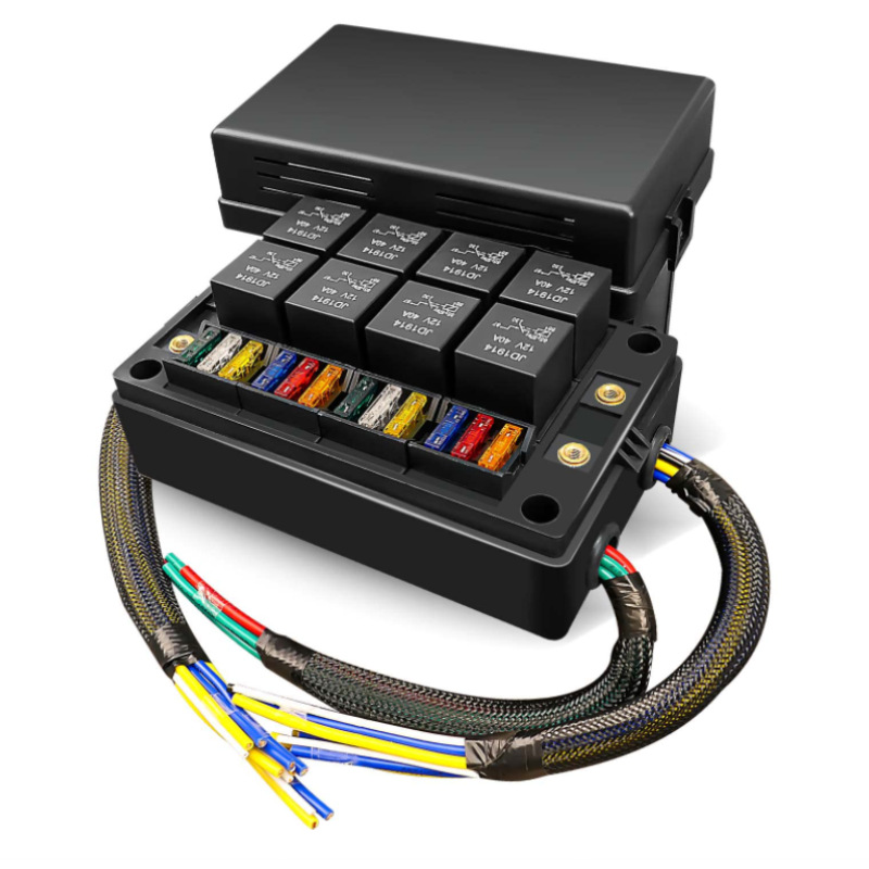 跨境供应 12路保险丝盒12V继电器预接线保险丝盒和拖车用继电器盒