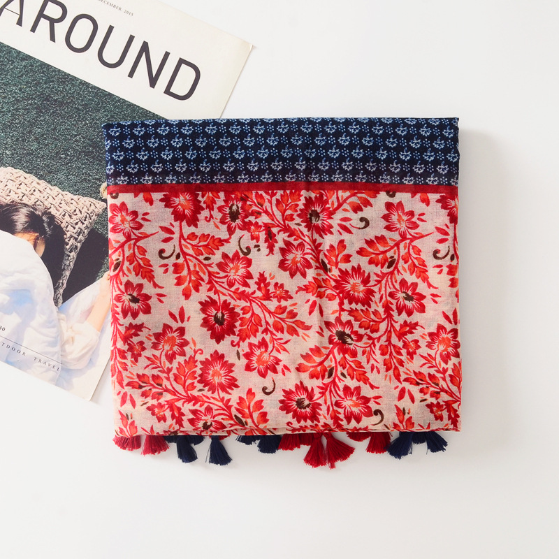 2023 nuevo estilo étnico bufanda viajes protector solar Toalla de playa al aire libre de doble uso aire acondicionado chal de algodón y lino sensación bufanda