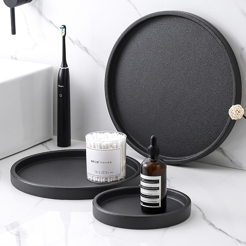 Baño nórdico bandeja de cerámica artículos de tocador baño Toalla de almacenamiento de la bandeja de hotel modelo de habitación bandeja de almacenamiento