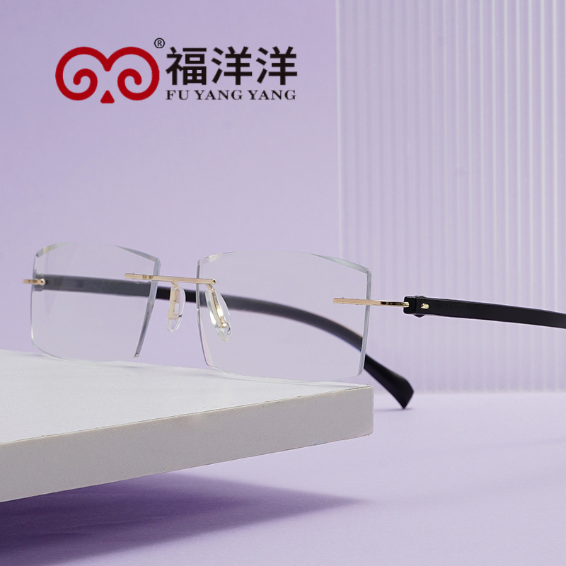 Fashionable Reading Glasses for the Elderly High-Definition Anti-Blue Light Reading Diamond-Cut Rimless Glasses for Men and Women Wholesale
