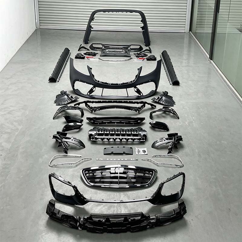 Suitable for 18-20 Model Mercedes-Benz S-Class W222 Late-Model Versions, Modified S63/S65Amg Body Kit, Front and Rear Bumper Grille Set
