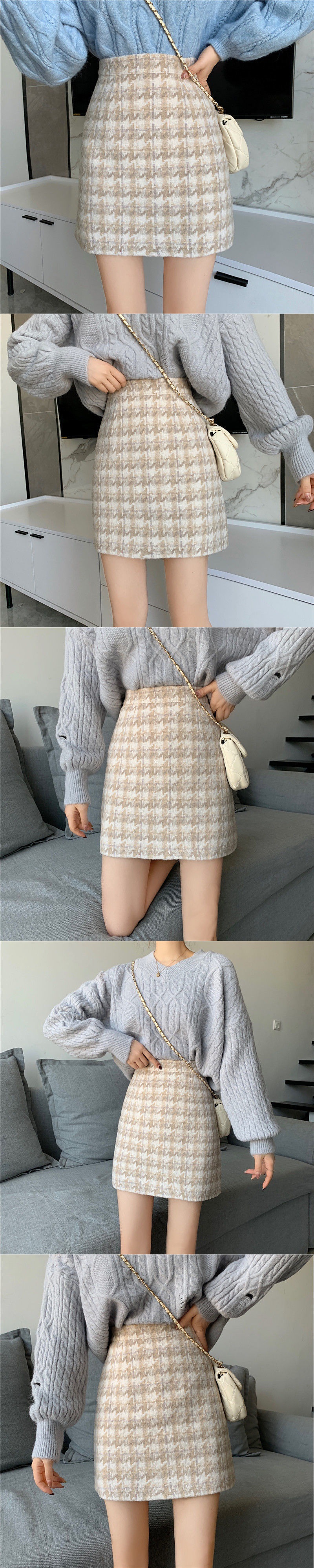 Women's New Retro High Waist Thick Woolen Skirt - Image 1