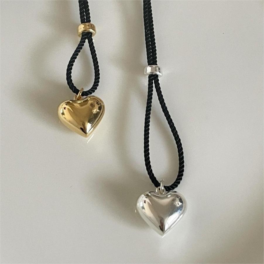 Women's Gender 925 Sterling Silver Rope Heart Shape Pendant Necklace