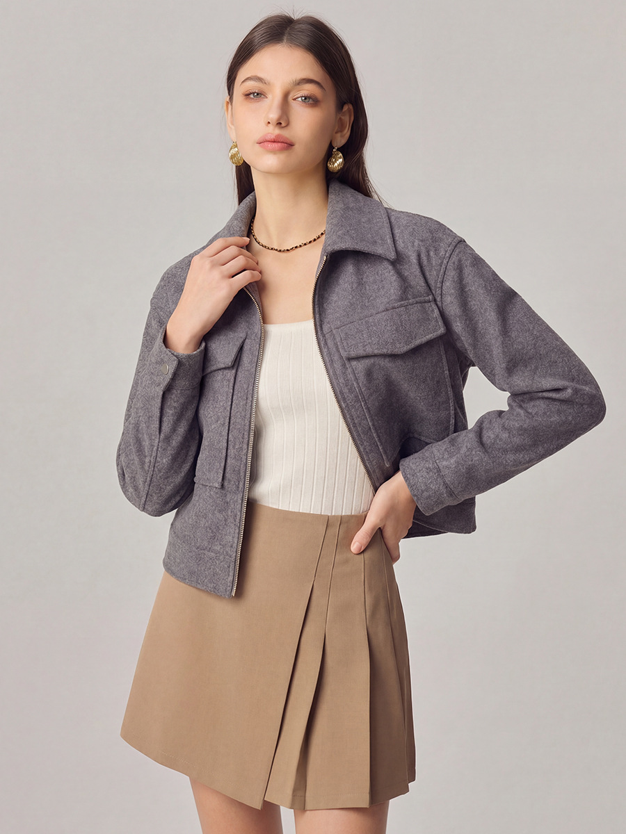 Abrigo de Lana con Solapa y Bolsillos Grandes para Mujer de Poliéster, Manga Larga, para Otoño e Invierno image 5