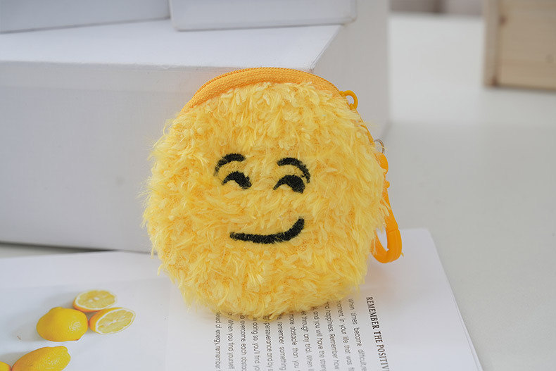 Smile Face Pattern All Seasons Season Women's Gender Harajuku Zipper Classic Cute Little Smile Face Change Coin Bag Cute Plush Pendant Wholesale