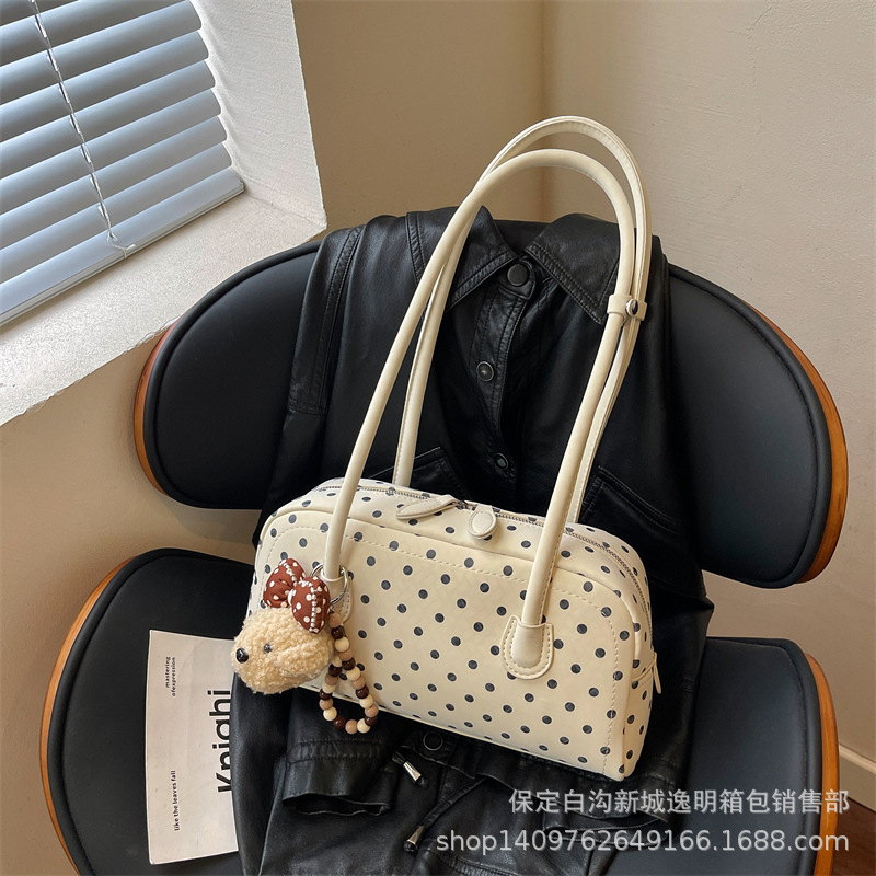 2026 Summer New Polka Dot Korean Style Commuting PU Casual Fashion Trendy Underarm Handbag Shoulder Bag for Women