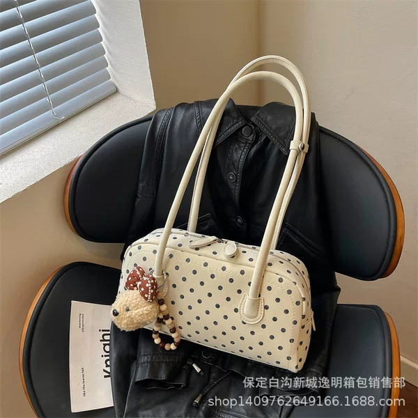 2026 Summer New Polka Dot Korean Style Commuting PU Casual Fashion Trendy Underarm Handbag Shoulder Bag for Women