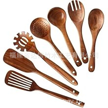 Juego de 9 piezas de acacia transfronteriza, herramientas de cocina, juego de utensilios de cocina, cuchara de madera para mezclar, pala de ensalada de teca para mezclar acacia