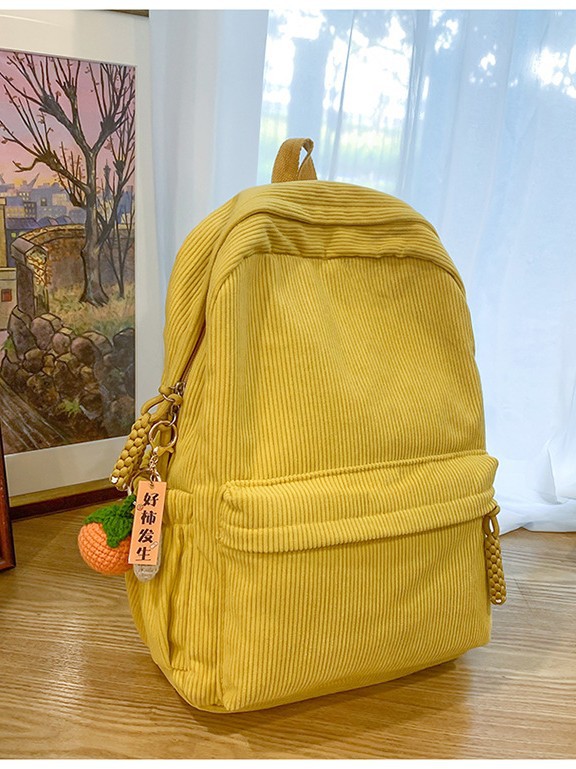 Corduroy Women's Backpack, Large-Capacity School Bag for College Students, Solid Color Versatile Travel Backpack for Junior High School Students, Men's Backpack