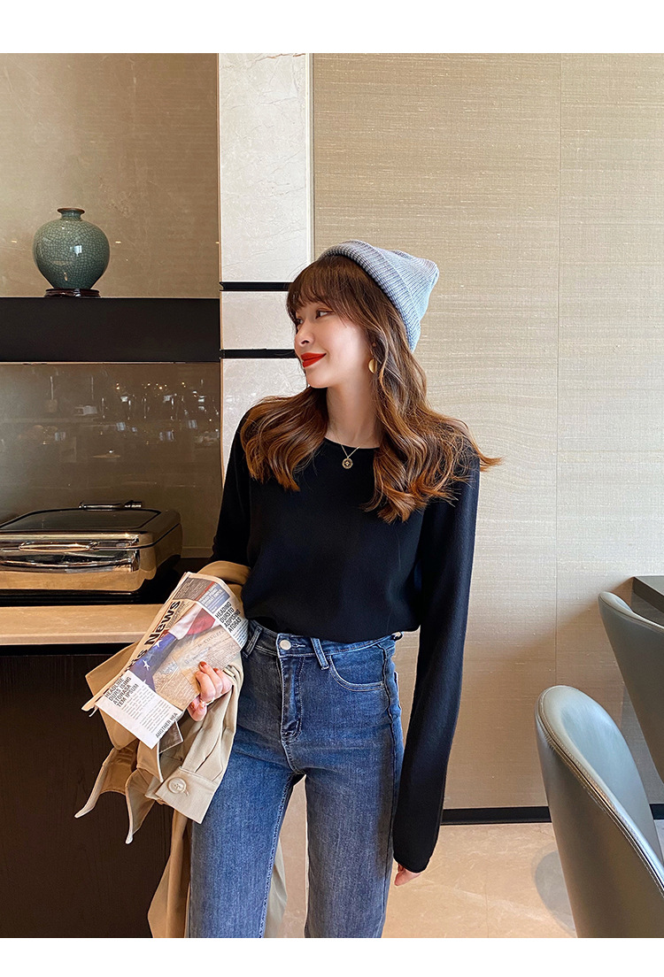 商品详情图_白色针织衫女春秋打底衫西装内搭2022年早秋新款