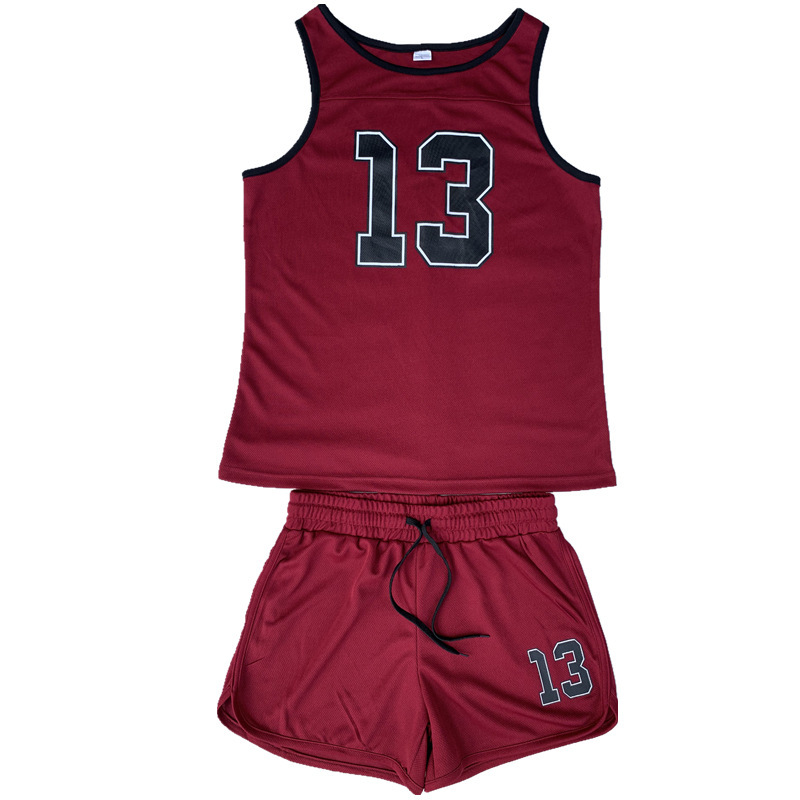 Conjunto deportivo de dos piezas para hombre, chaleco y pantalones cortos de malla transpirable de secado rápido con estampado para verano, ideal para examen físico o uso escolar.