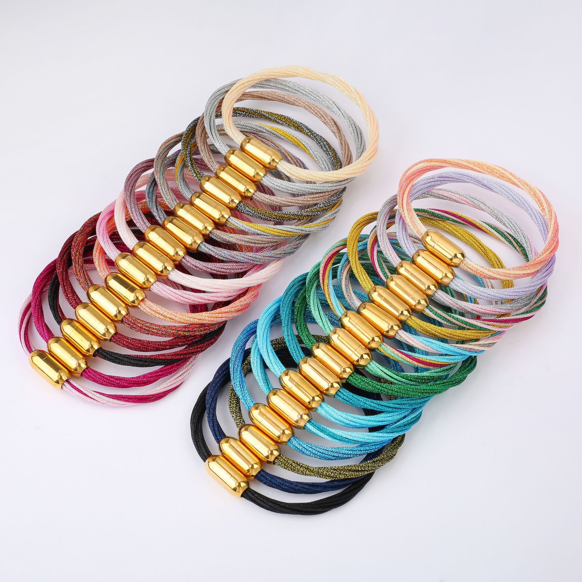 Colorful Braided Bracelet 9-Strand Magnetic Buckle Men's and Women's Spiral Good Luck Bracelet Electroplated Braided Red DIY Jewelry