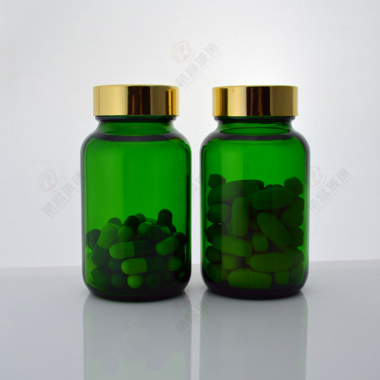 120ml绿色胶囊包装瓶 蓝色玻璃广口片剂压片糖果瓶保健品用玻璃瓶