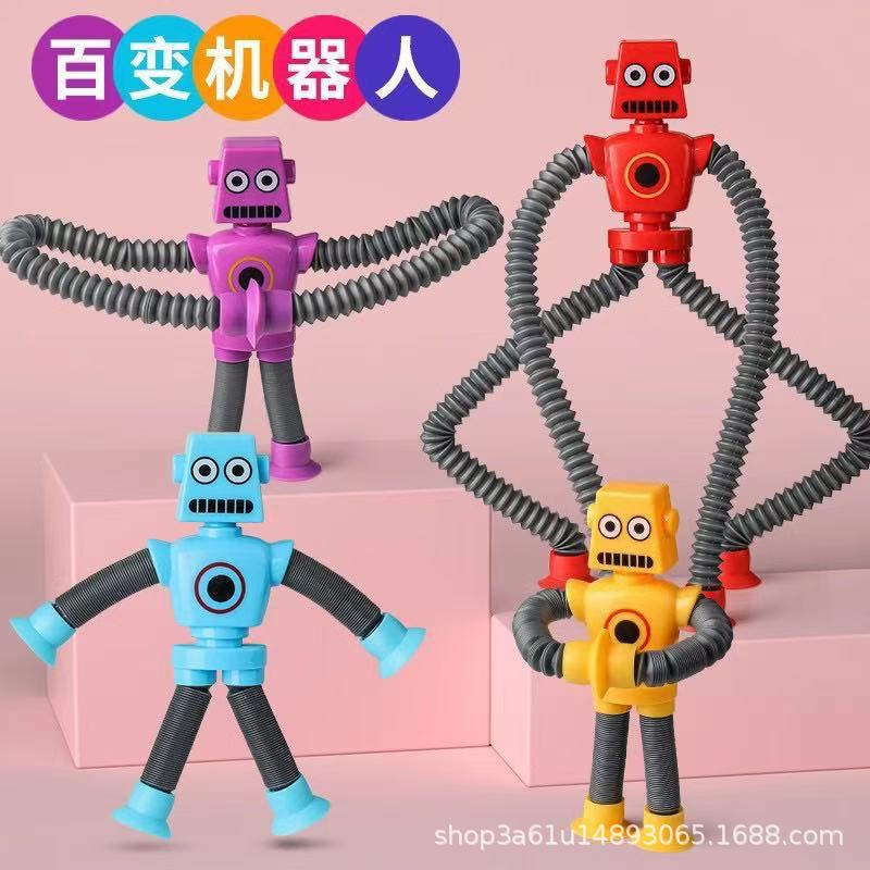 Juguete telescópico robot jirafa con ventosa, tubo elongado luminoso, dibujos animados para niños, juguete educativo creativo