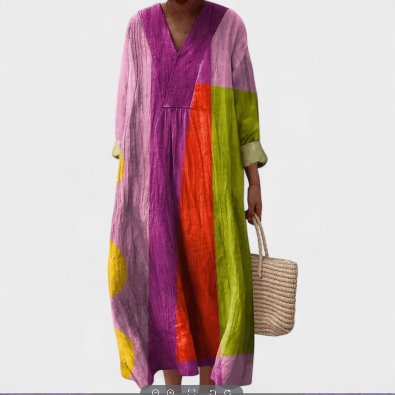 2025 Cross-Border Independent Station Amazon Long-Sleeved Shirt Dress Women's Casual Floral 3D Printed Sleeve Long Skirt 2025 Cross-Border Independent Station Amazon Long-Sleeved Shirt Dress Women's Casual Floral 3D Printed Sleeve Long Skirt