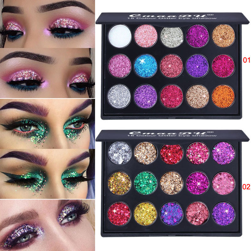 New Style 15 Colors Shiny Sequins Glitter Powder Eye Shadow Plate display picture 8