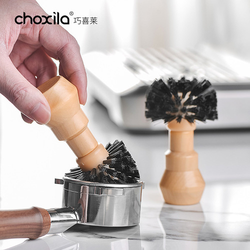 Powder bowl cleaning brush coffee machine handle solid wood cleaning brush 51/54/58mm universal powder removal
