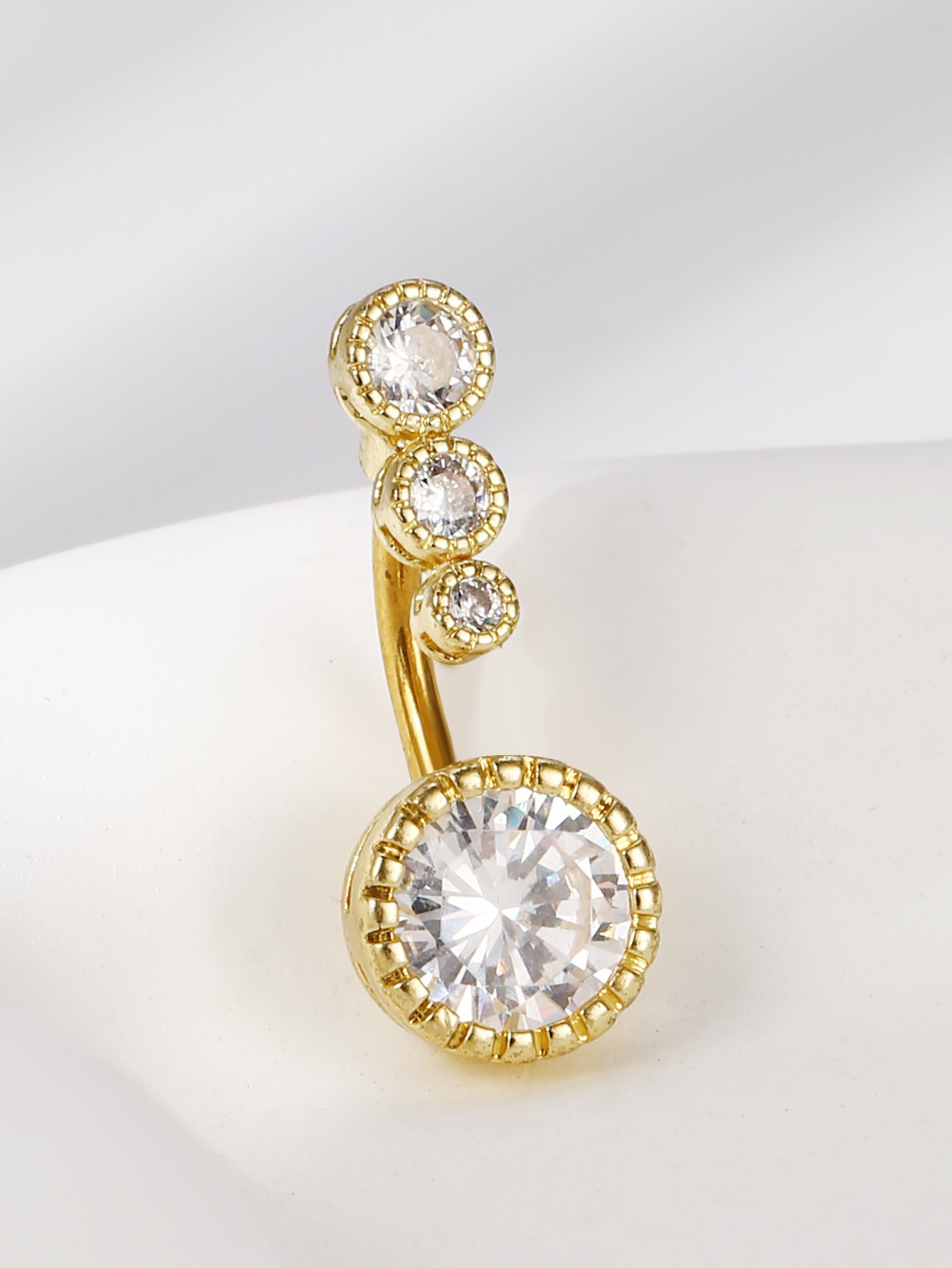 Piercing de nombril élégant en acier inoxydable avec diamant_voghion.com