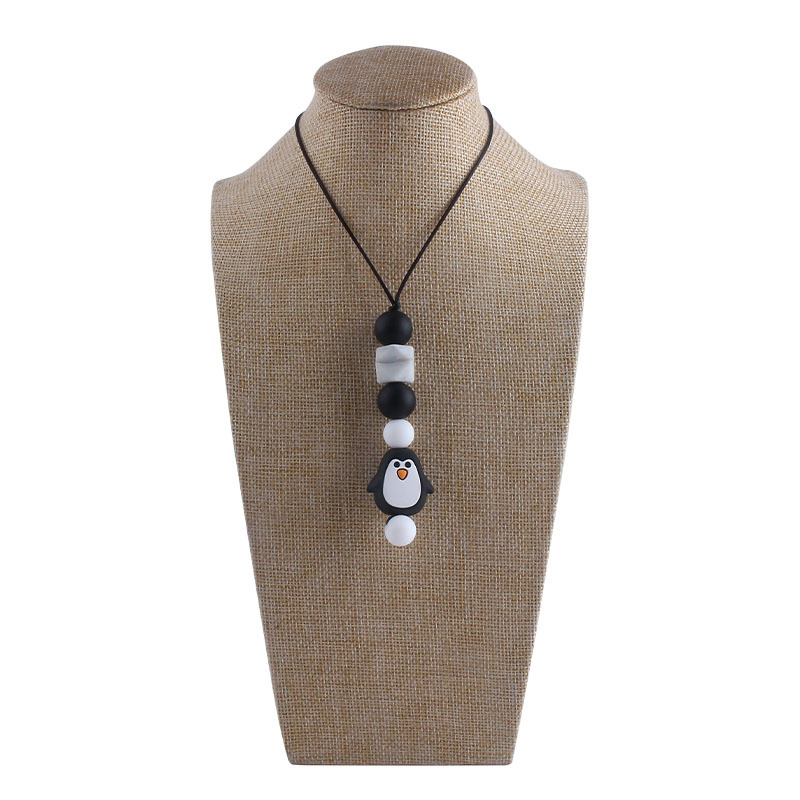 Bebé molar mordedor perlas colgante masticable colgante accesorios de ropa de los niños de dibujos animados animal colgante mordedor collar