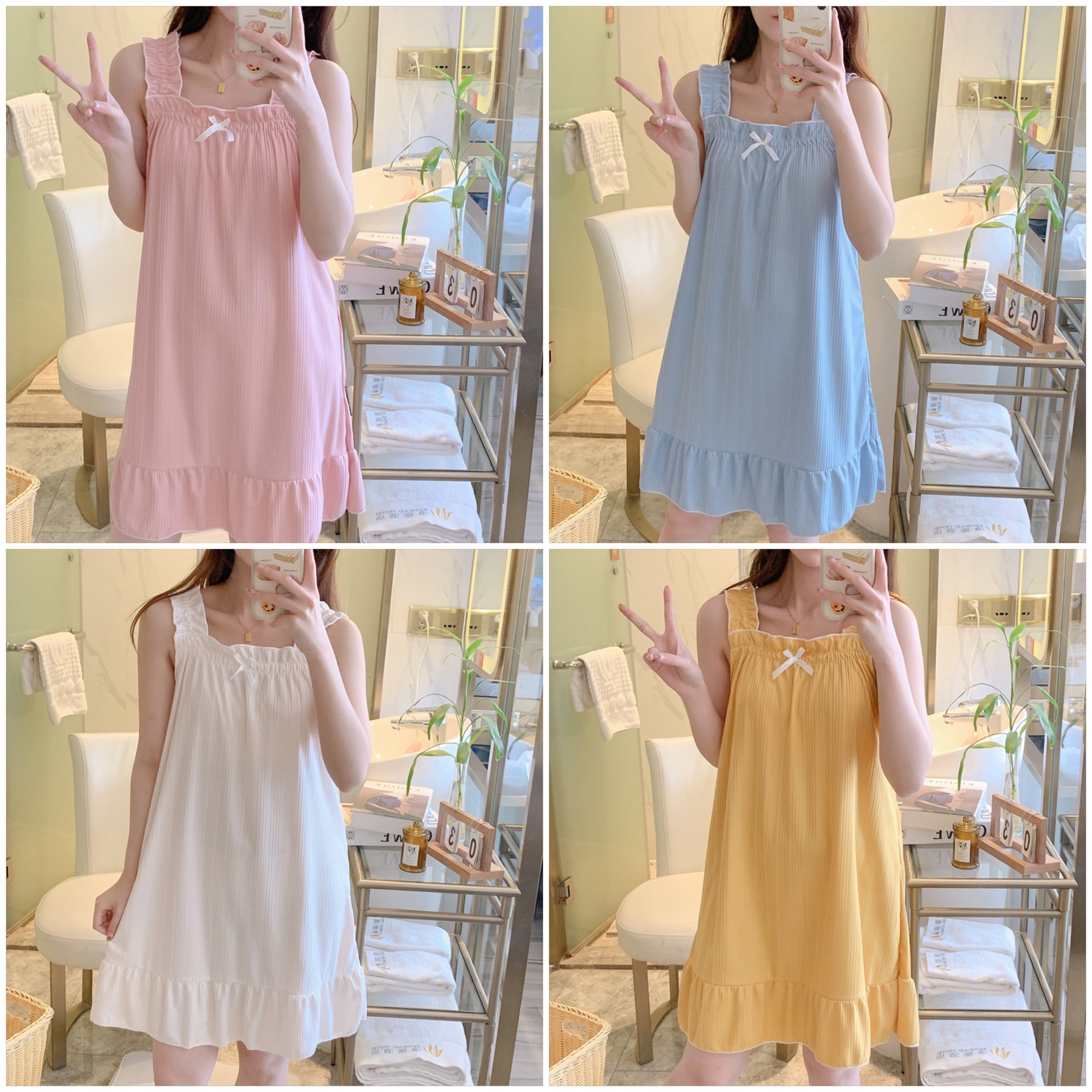 Princess Wind Pijamas mujeres 2026 versión coreana simple in-wind pijamas mujeres vestidos largos vestidos caseros celebridades en línea transmisión en vivo