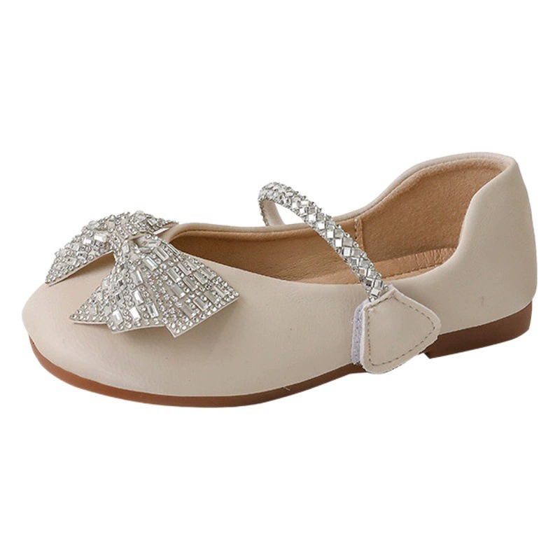 2022 Обувь принцессы для девочек, стильная танцевальная обувь из ультратонкой кожи на липучке, модная однотонная повседневная детская обувь со стразами
