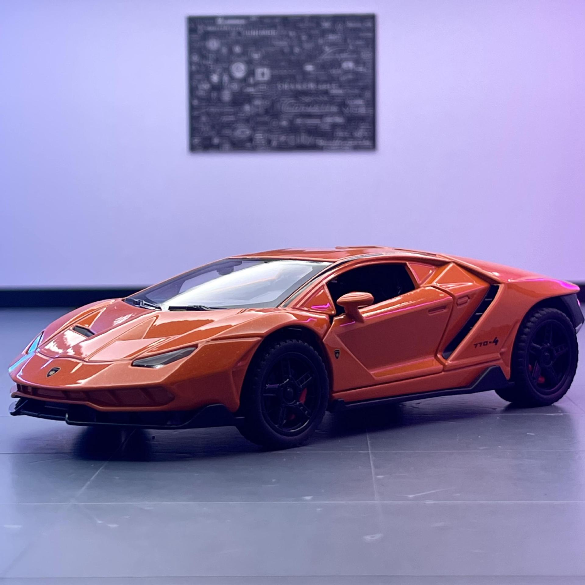 Jianyuan aleación coche modelo 1:32 Lanbo LP770 pista coche deportivo tire hacia atrás con sonido y luz modelo de coche de juguete adornos