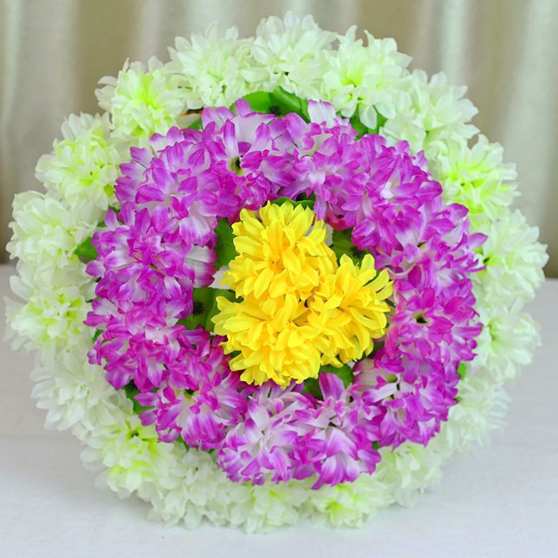 Pantalla de flores artificiales fábrica al por mayor flor falsa crisantemo corona tumba barrido Festival sacrificio culto funeral suministros Garland