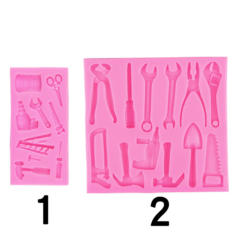 Herramientas de hardware modelado llave alicates taladro eléctrico martillo Sierra vise fondant cake decoración molde Silicona