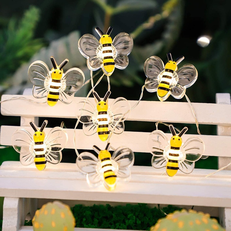 Bee-Shaped String Lights, Copper Wire Lights, Bee and Sunflower Shaped Lights, Holiday Decoration Led Lights, Ambiance Lighting, Cross-Border Wholesale
