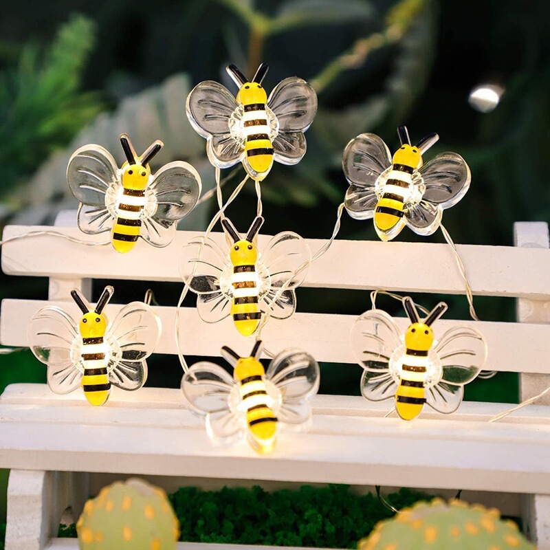 Bee-Shaped String Lights, Copper Wire Lights, Bee and Sunflower Shaped Lights, Holiday Decoration Led Lights, Ambiance Lighting, Cross-Border Wholesale