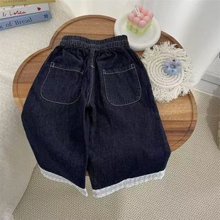 New Style Thin Summer Jeans for Girls, New Style Lace Wide-Leg Baby Casual Pants for Baby Girls