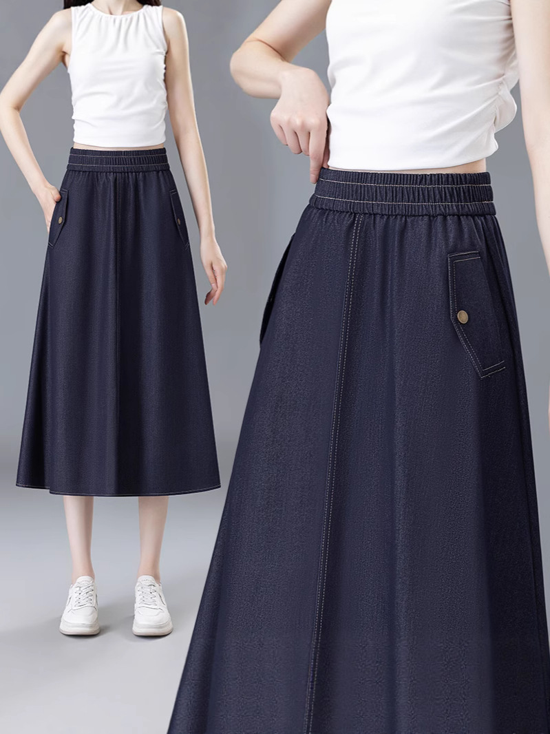 Summer thin long denim skirt