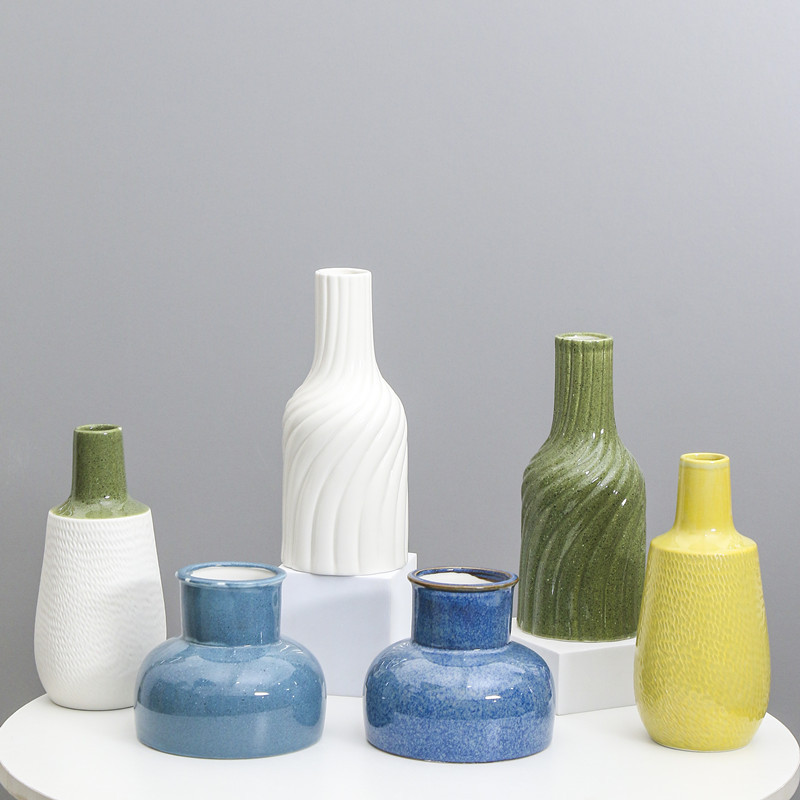 Moderno nórdico simple mesa de cerámica florero seco insertar muestra habitación suave decoración al por mayor