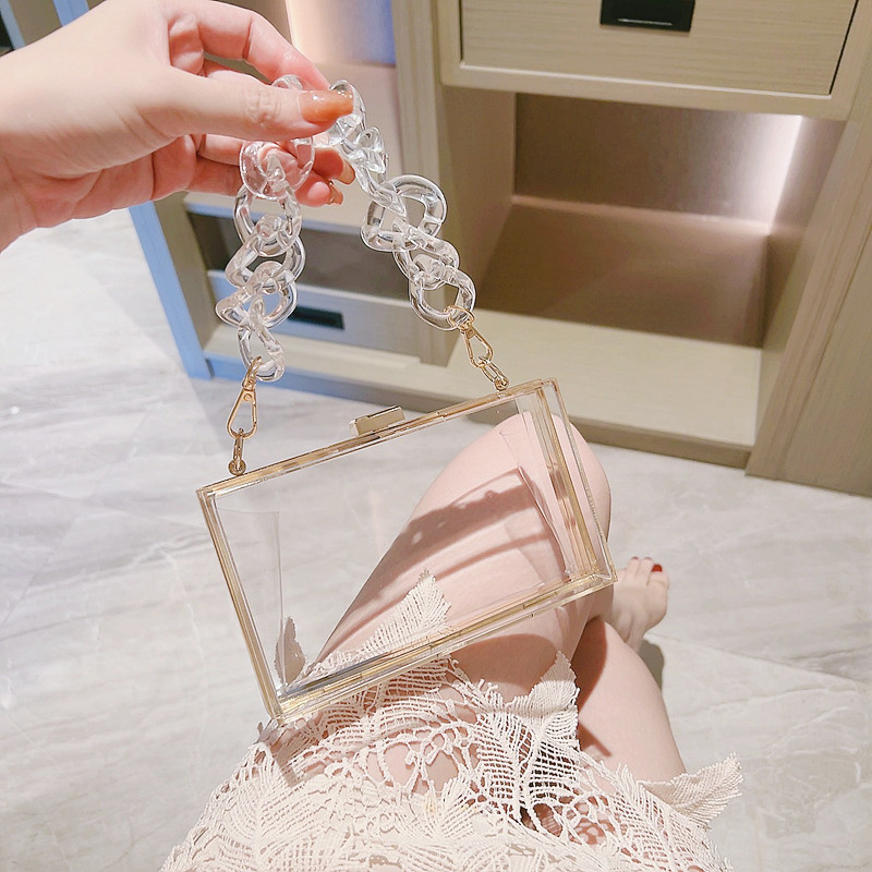 2025 Acrílico transfronterizo bolsas de cena de damas bolsas de caja de moda transparente bolsas de noche bolsas de mano de fiesta