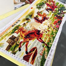马到成功十字绣成品不带框纯手工出售已绣好2025新款客厅风景山水