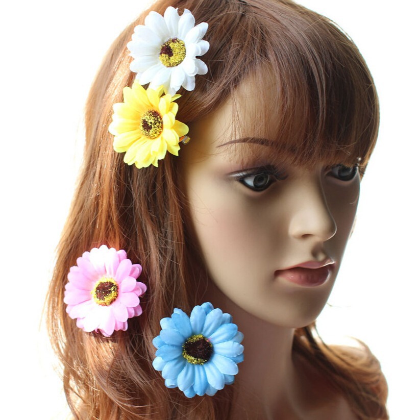 海边沙滩配饰发夹边夹 仿真花发夹 中太阳花发夹 波西米亚头花