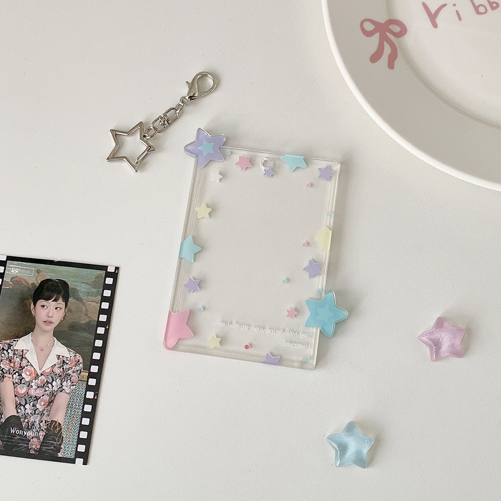 Hisocute tarjeta de estrella de color de tres pulgadas colgantes de pantalla de colgantes de tarjeta pequeña bolsa colgante