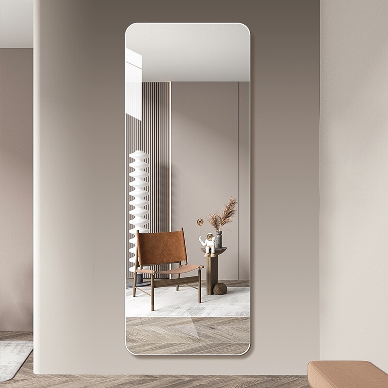 Light Luxury Frameless Full-Length Mirror, Punch-Free Dressing Mirror, Wall-Mounted Bedroom Home Fitting Explosion-Proof Mirror, Wall-Mounted Self-Adhesive