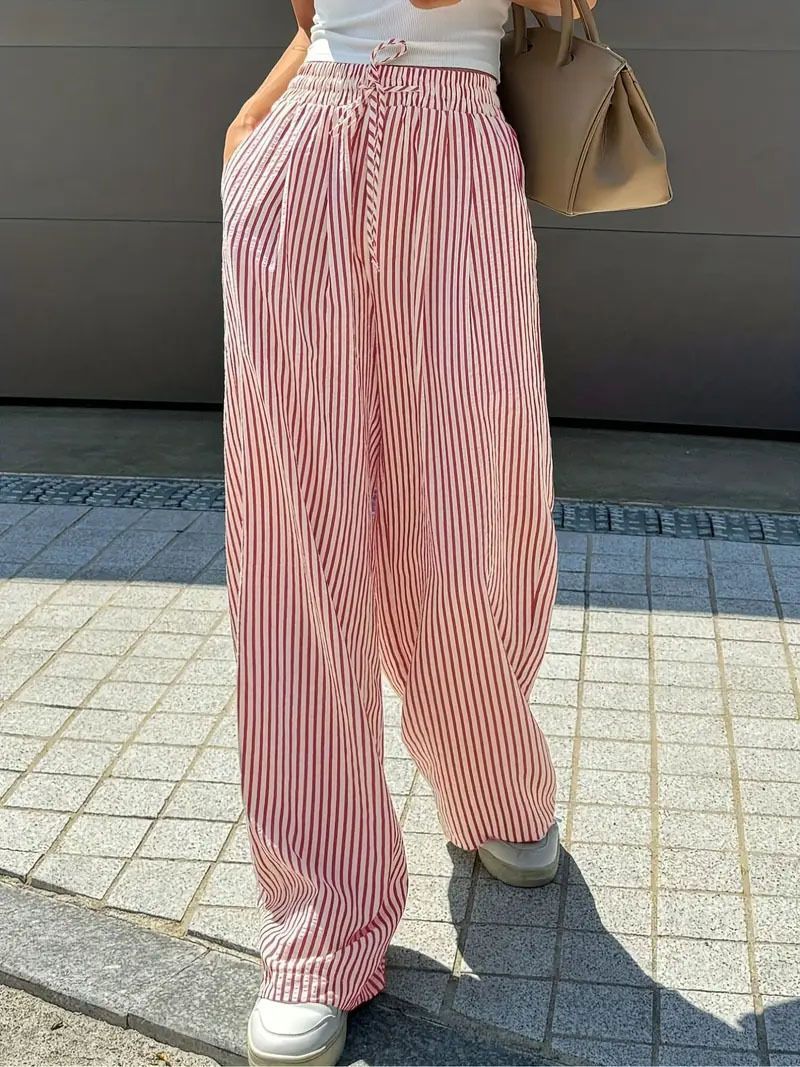 Women's Clothing Women's Clothing Women's Versatile Striped Casual Straight Leg Trousers Fashion Summer For Formal & Casual For Women_ecoleips.com