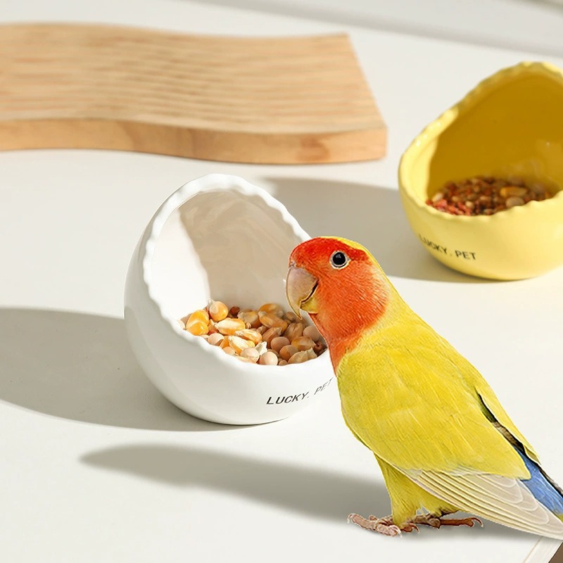 Alimentador de cerámica, comedero para pájaros, cáscara de huevo, loro, peonía, tazón de pájaro, comedero para pájaros, lavabo para mascotas, protector solar, comida a prueba de fugas, agua potable image 1