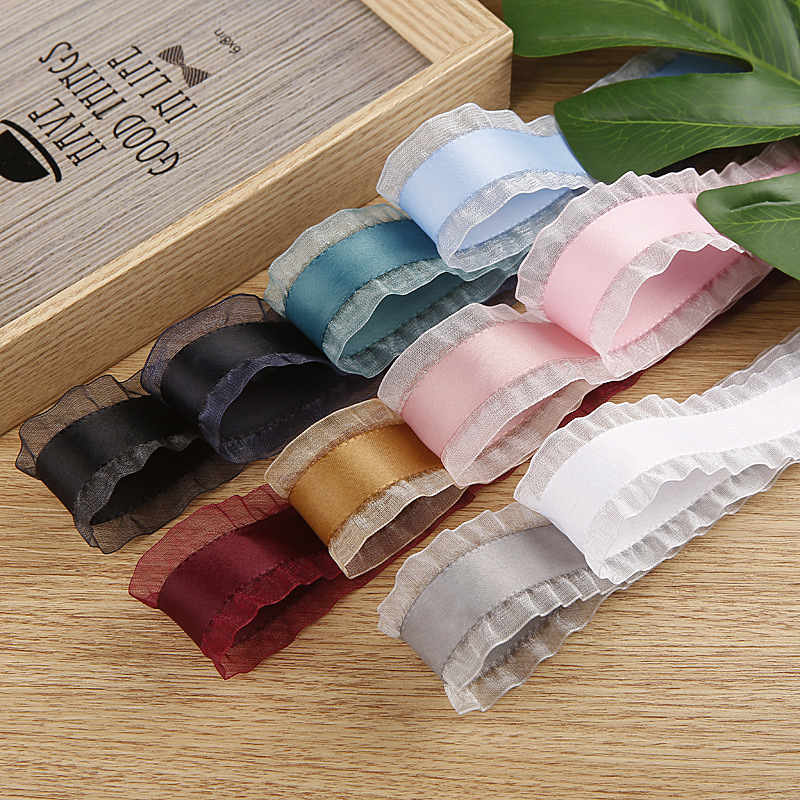 Polyester skirt snow gauze ribbon bow hair accessories clothing shoes flower hat flower decoration ruffle ribbon