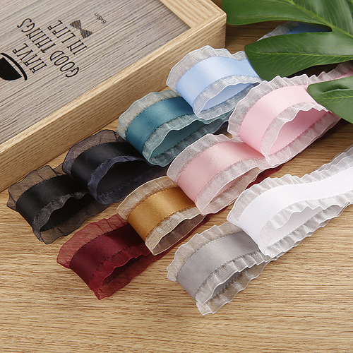 Polyester skirt snow gauze ribbon bow hair accessories clothing shoes flower hat flower decoration ruffle ribbon