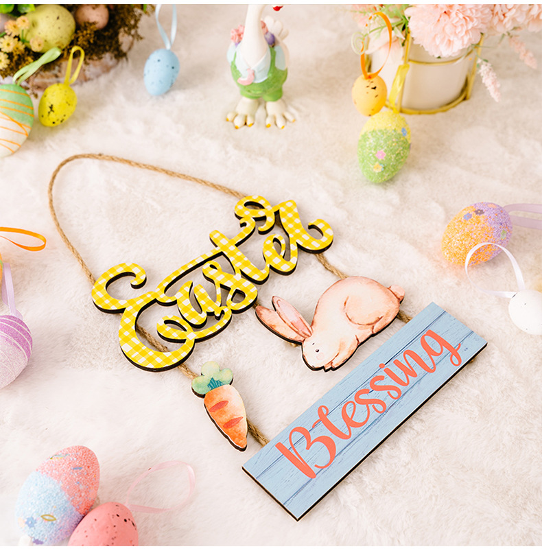 Easter Rabbit Letter Wood Party Hanging Ornaments display picture 6